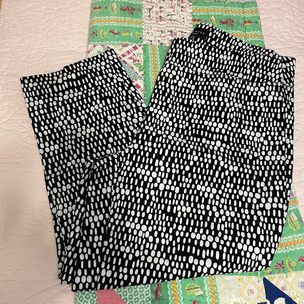 EUC Premise Woman Pull On Ankle Pant 2X Black & White